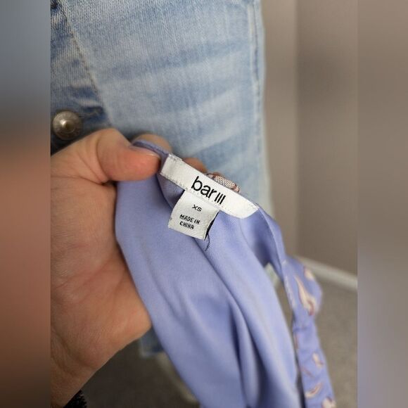 Bar III Floral tank top purple button front mesh size xsmall - Picture 5 of 8